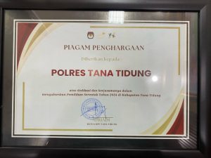 Polres Tana Tidung Terima Penghargaan Dari KPU Tana Tidung